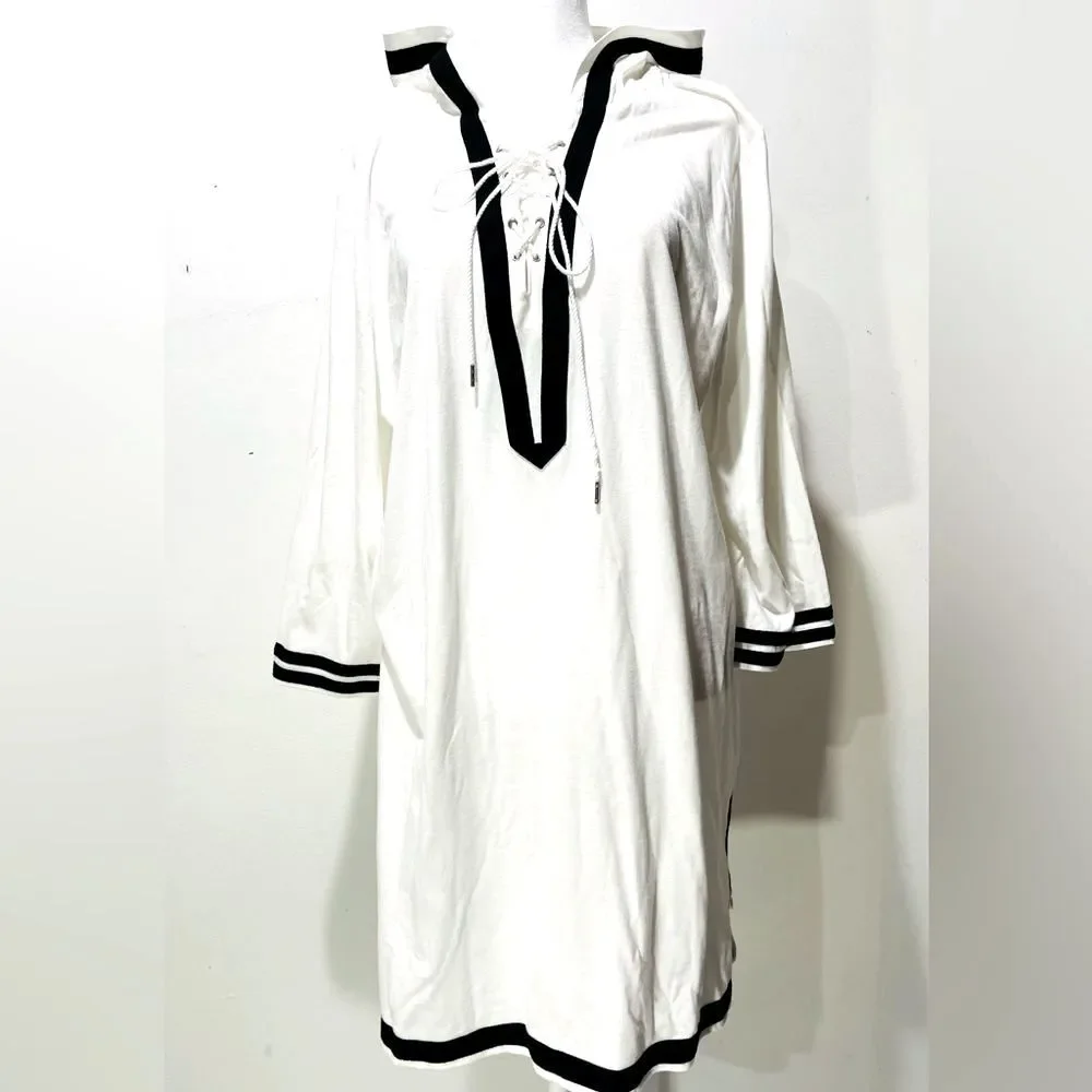Paradise Bay beach cover up hooded swim tropical summer resort fishing women L